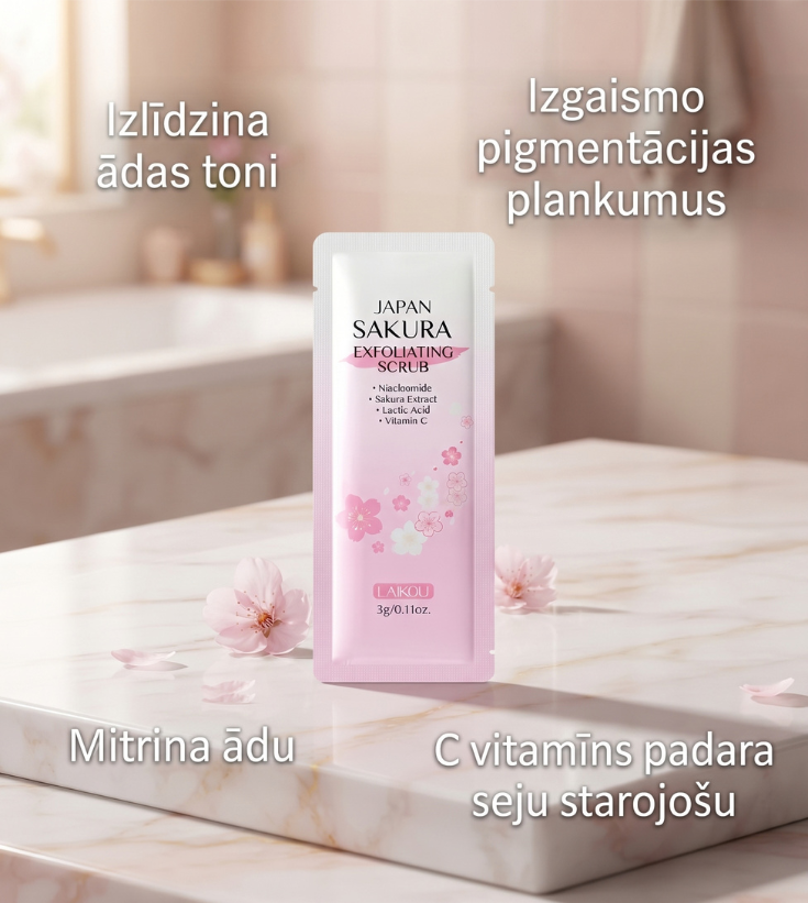 Japan Sakura Exfoliating Scrub – Maigs atjaunojošs sejas skrubis (3g)