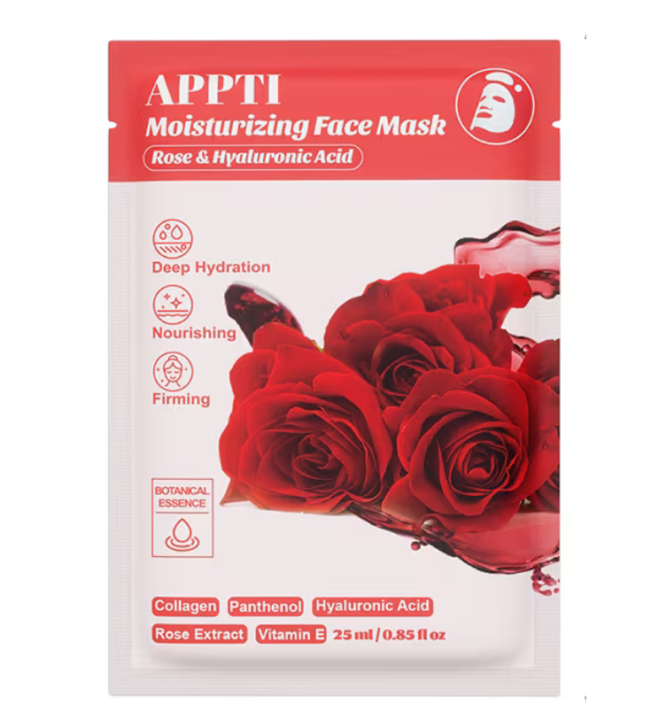 Auduma maska ar rozes ekstraktu un hialuronskābi (25 ml)